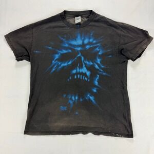 Vintage Blue Skull Graphic T Shirt‎ Tennessee River Band Tee Faded Black Large